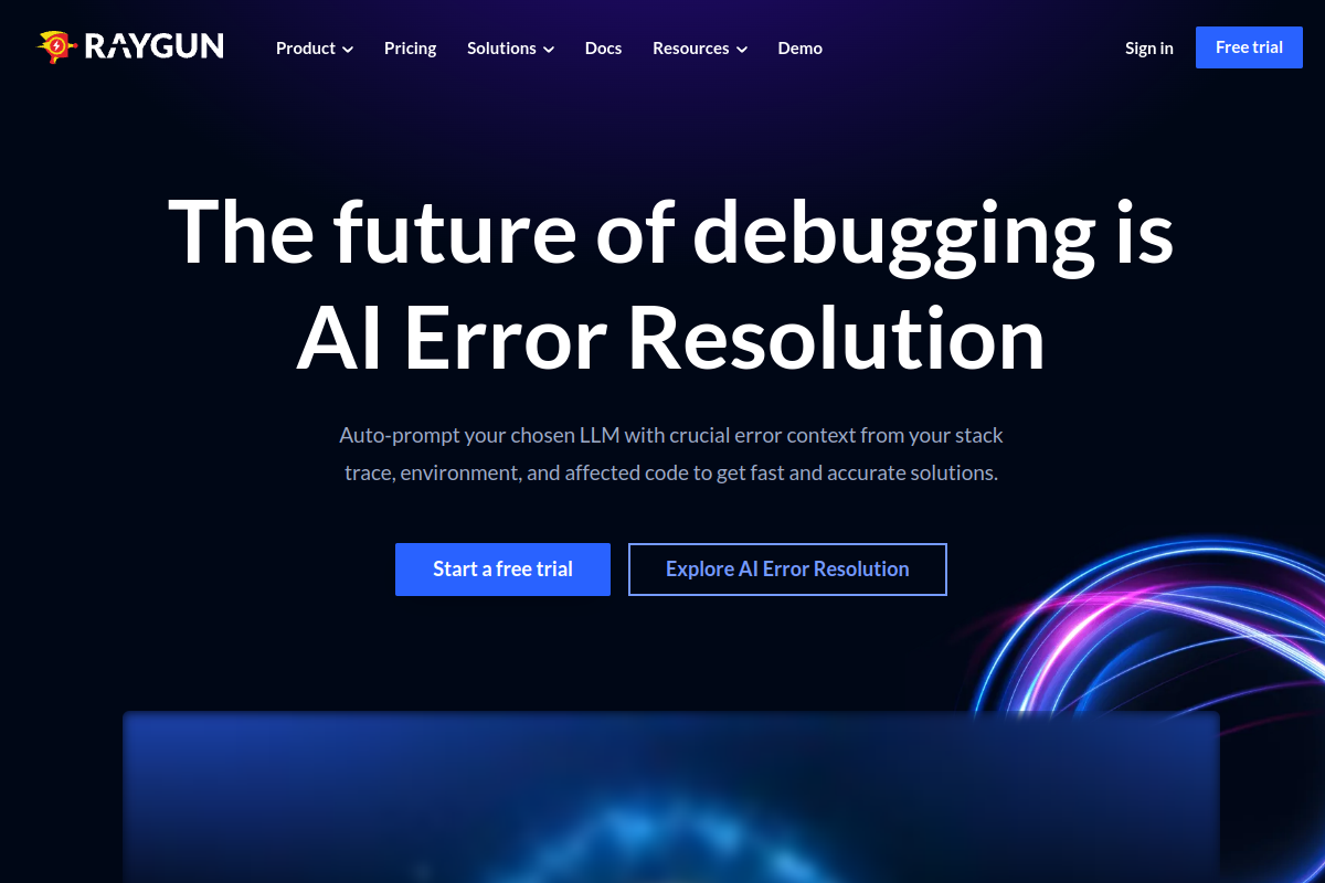 Raygun - Performance Monitoring Dashboard - Website Screenshot